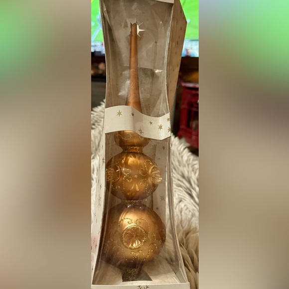 Vtg 13” German Glass Copper/Gold Christmas Mouth Blown Tree Topper - Picture 4 of 6